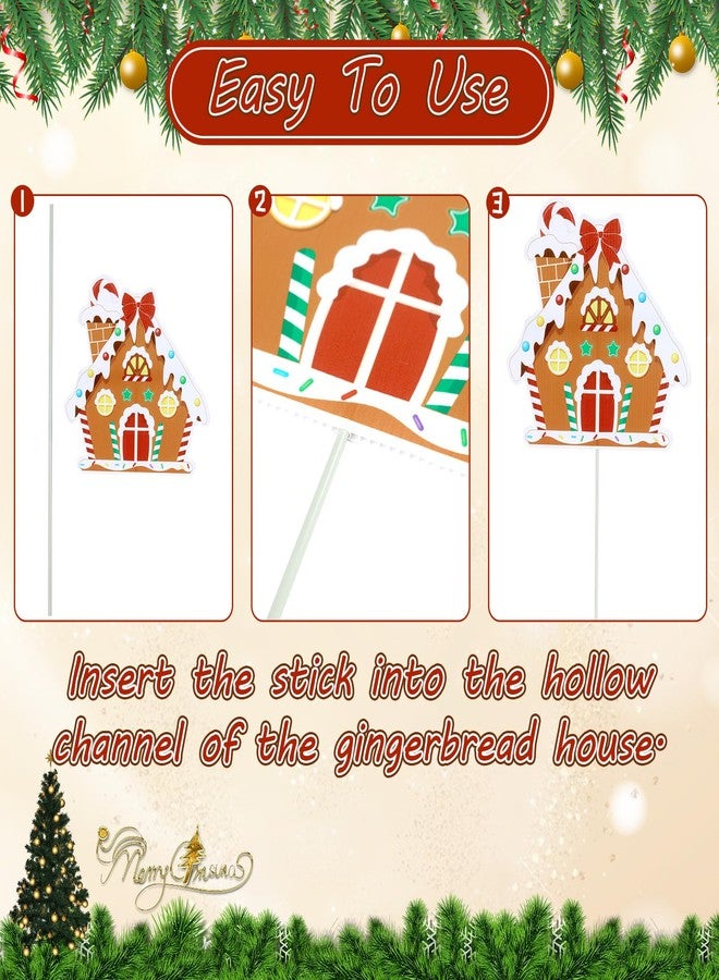 Oitnlaughter 8 PCS Christmas Gingerbread House Ornaments Large Gingerbread House Christmas Tree Picks Xmas Tree Topper Ornaments Xmas Trees Picks Decorations for Kids Home Office Winter Holiday Party Supplies - Image 5